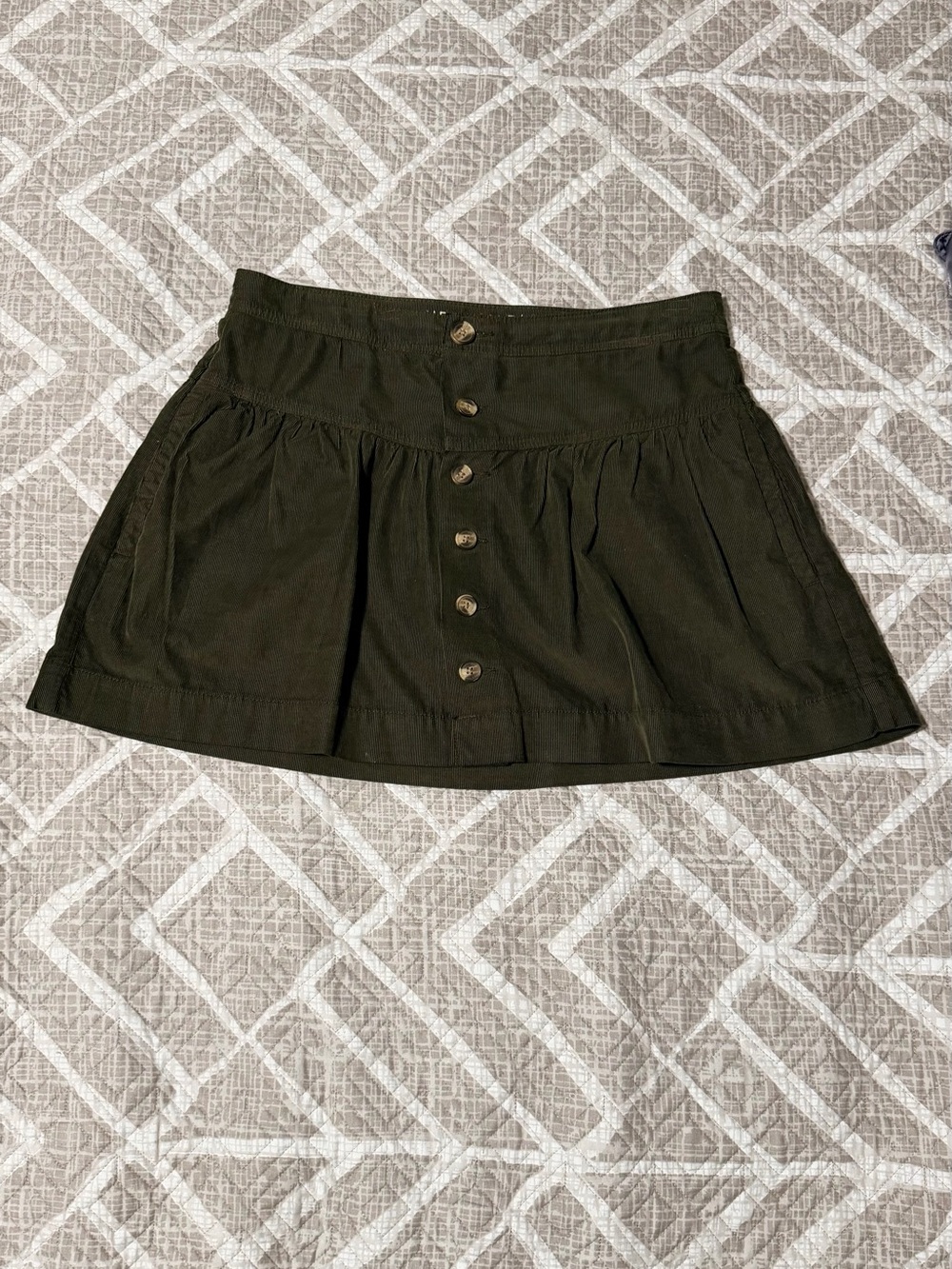 American Eagle Outfitters Olive Green Button-Front Mini Skirt